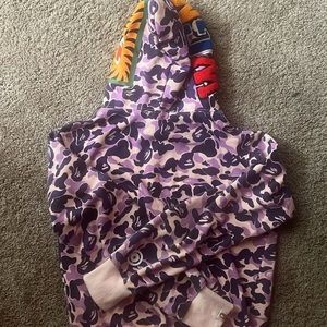 Bape purple camo zip up hoodie